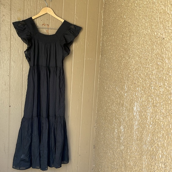 J.Crew flutter sleeve tiered maxi dress in black - Picture 2 of 9